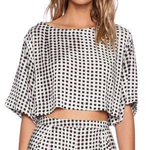 MINKPINK Gingham Crop Tee in Mono